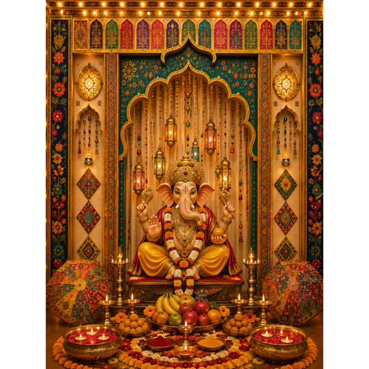Omroots Royal Ganesh Chaturthi Pooja Backdrop
