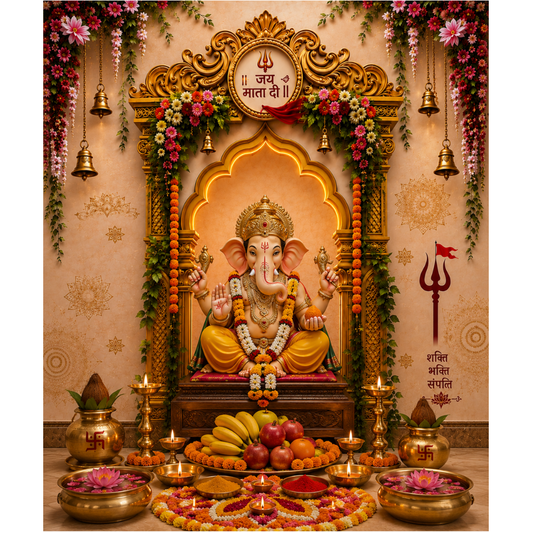 Omroots Royal Golden Pooja Backdrop