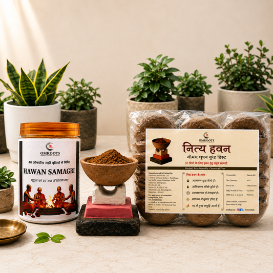 Mini Havan Kit for Daily Use | 30-Day Compact Vedic Pooja Set with Gomay Kund, Herbal Hawan Samagri & Cow Dung Diyas | Ideal for Home Rituals