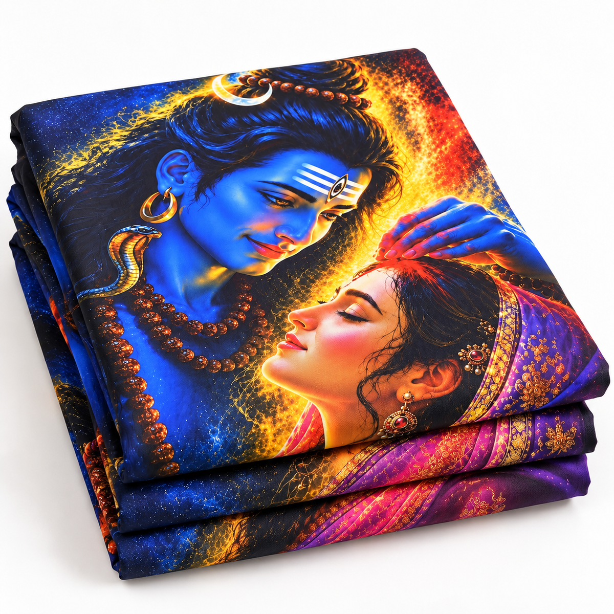 Shiva Parvati Printed Curtain – 7 Ft x 5 Ft | Premium Digital Print Grommet Curtain