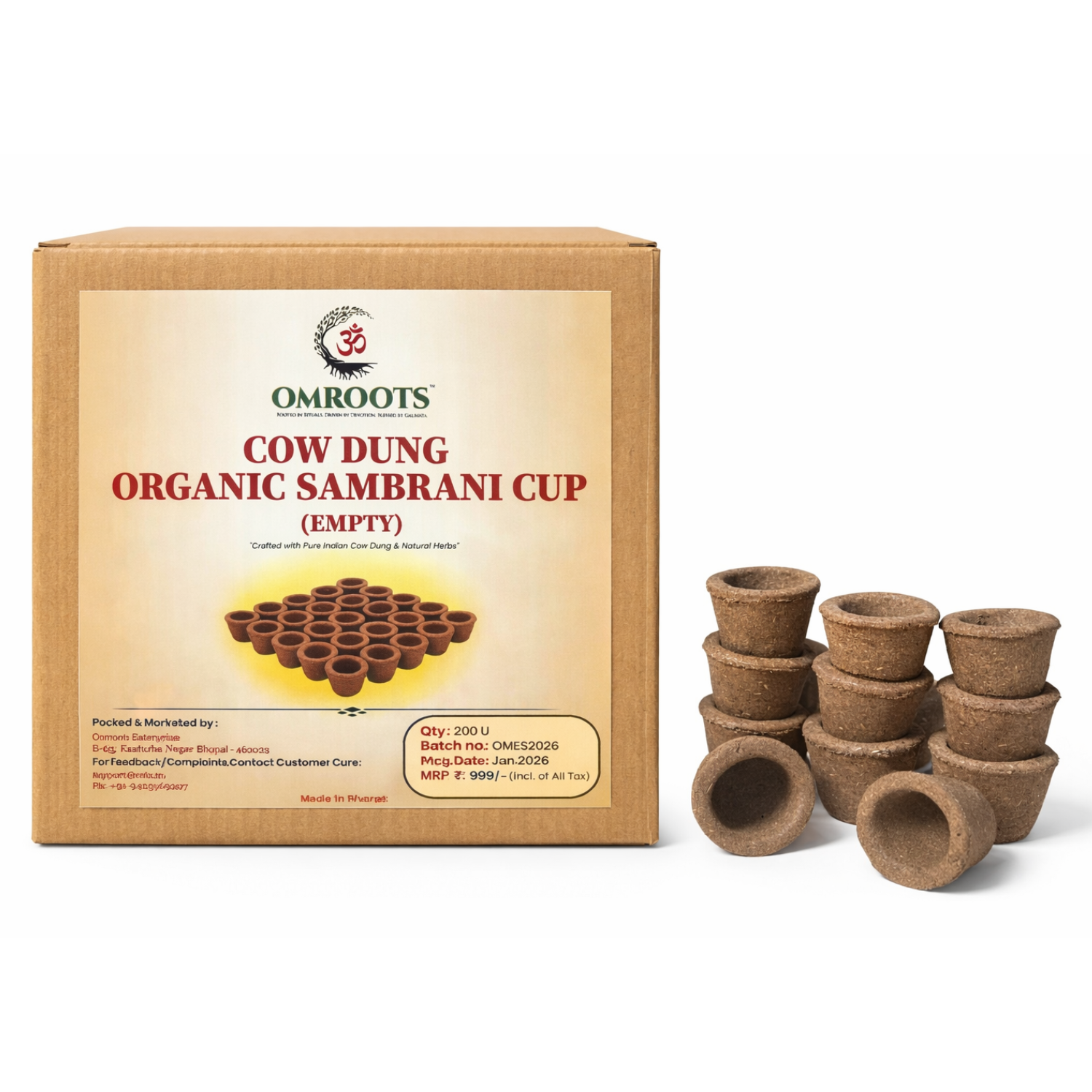 Organic Cow Dung Sambrani Cups (Empty) | Natural Dhoop Cups for Puja
