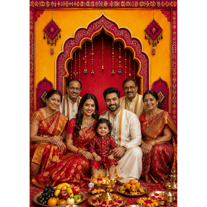 Omroots Royal Maroon Arch Pooja Backdrop