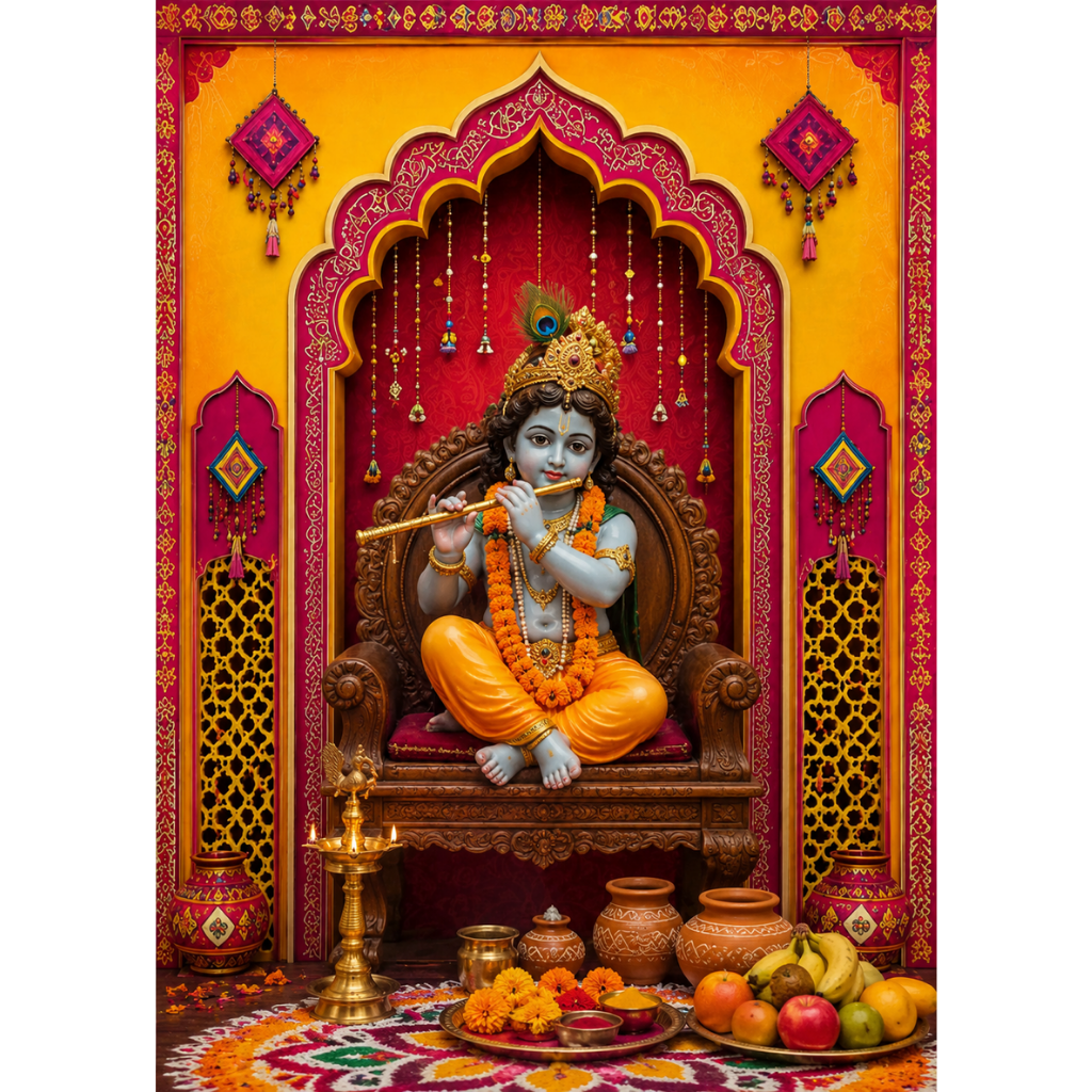 Omroots Royal Maroon Arch Pooja Backdrop
