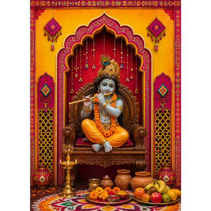 Omroots Royal Maroon Arch Pooja Backdrop