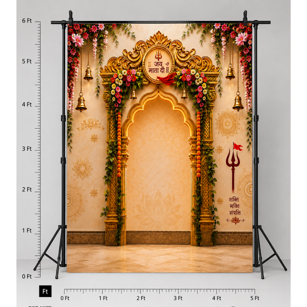 Omroots Royal Golden Pooja Backdrop