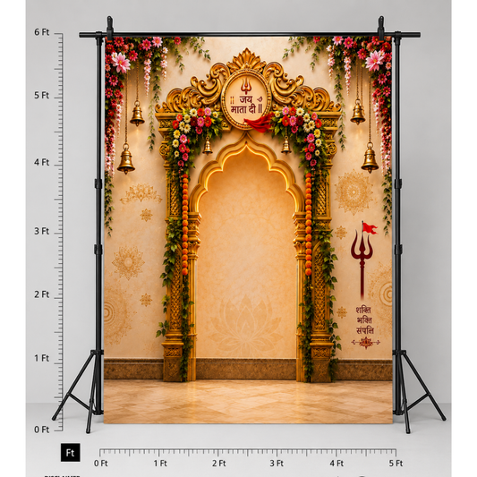 Omroots Royal Golden Pooja Backdrop