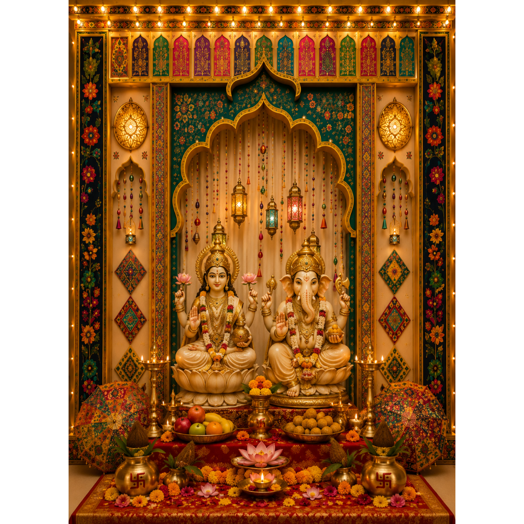 Omroots Royal Ganesh Chaturthi Pooja Backdrop