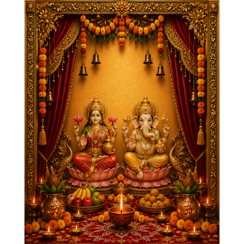 Omroots Royal Rajwadi Pooja Darbar Backdrop