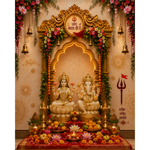 Omroots Royal Golden Pooja Backdrop
