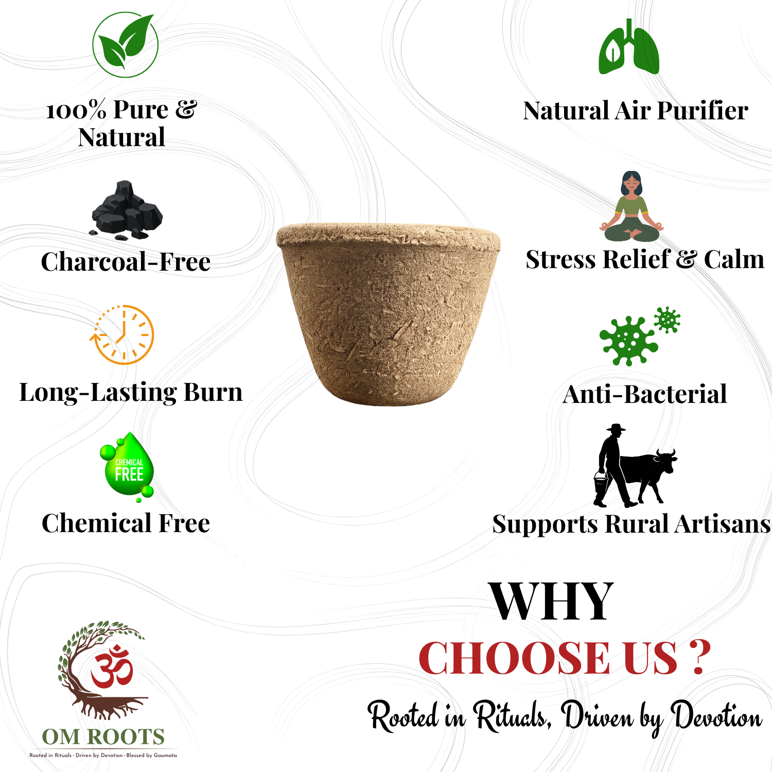 Organic Cow Dung Sambrani Cups (Empty) | Natural Dhoop Cups for Puja