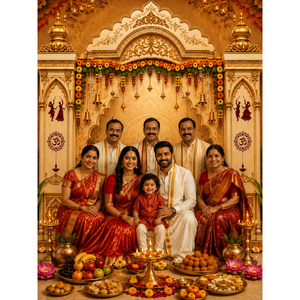 Omroots Traditional Golden Temple Mandap Backdrop