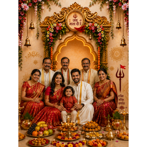 Omroots Royal Golden Pooja Backdrop