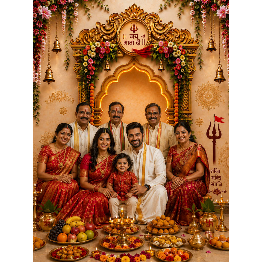 Omroots Royal Golden Pooja Backdrop