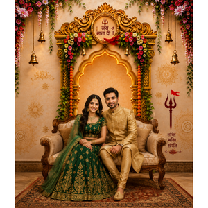 Omroots Royal Golden Pooja Backdrop