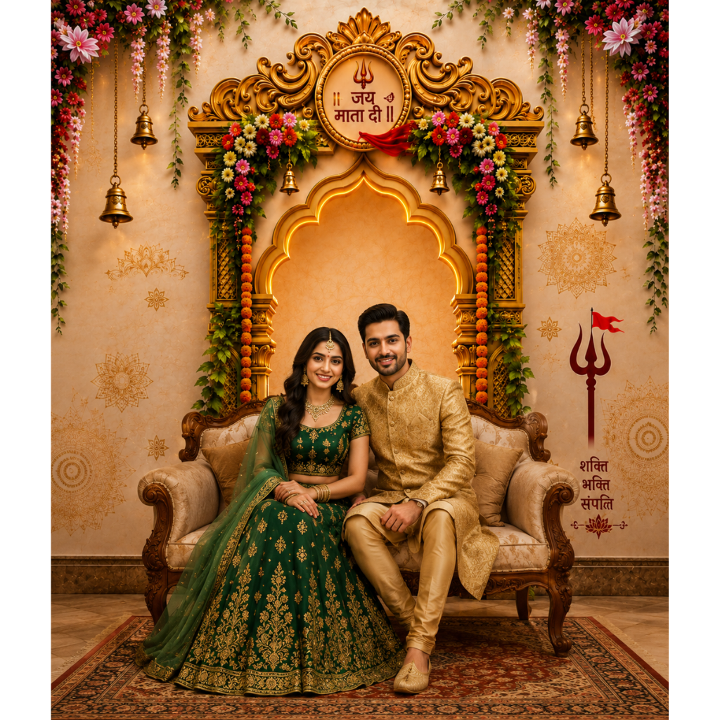 Omroots Royal Golden Pooja Backdrop