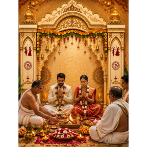 Omroots Traditional Golden Temple Mandap Backdrop