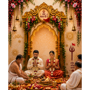 Omroots Royal Golden Pooja Backdrop