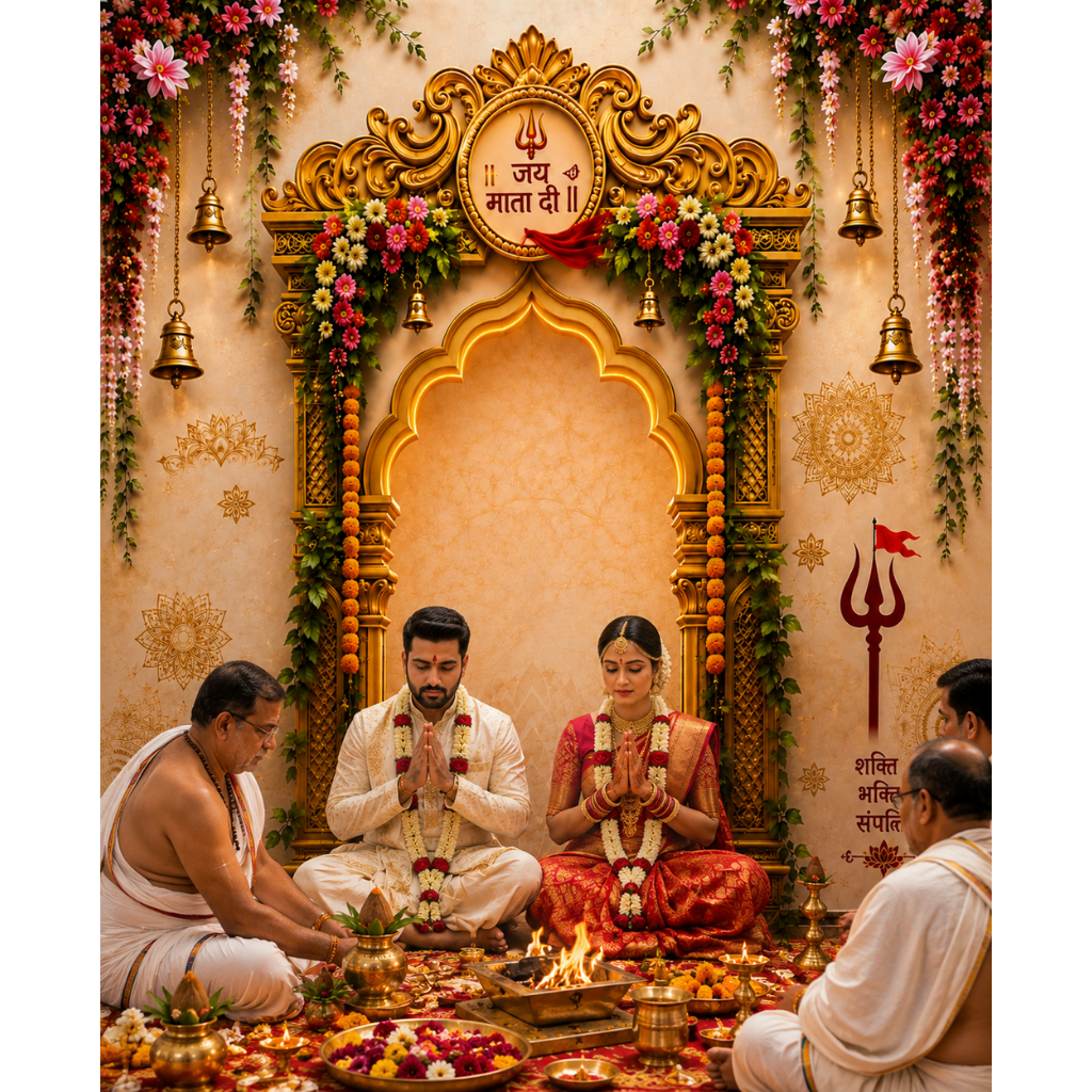 Omroots Royal Golden Pooja Backdrop