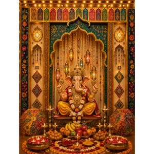 Omroots Royal Ganesh Chaturthi Pooja Backdrop