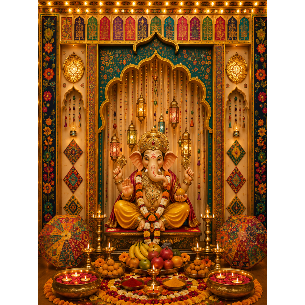Omroots Royal Ganesh Chaturthi Pooja Backdrop