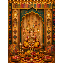 Omroots Royal Ganesh Chaturthi Pooja Backdrop