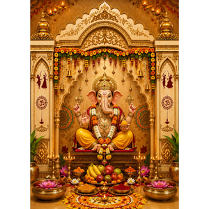 Omroots Traditional Golden Temple Mandap Backdrop