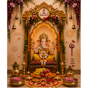 Omroots Royal Golden Pooja Backdrop