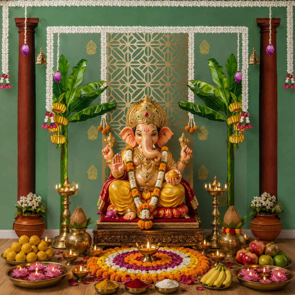 Royal Green Pillar Backdrop