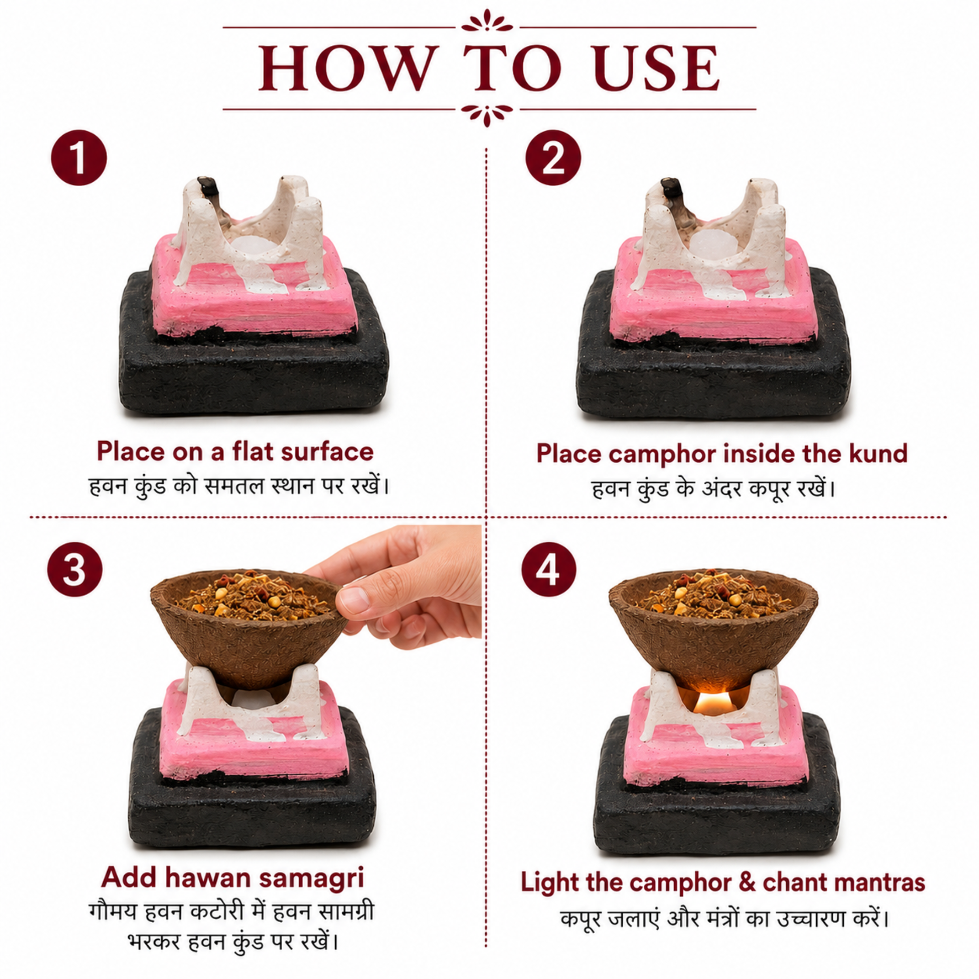 Mini Havan Kit for Daily Use | 30-Day Compact Vedic Pooja Set with Gomay Kund, Herbal Hawan Samagri & Cow Dung Diyas | Ideal for Home Rituals