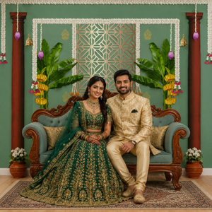 Royal Green Pillar Backdrop