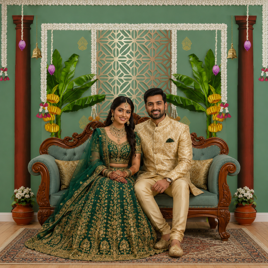 Royal Green Pillar Backdrop