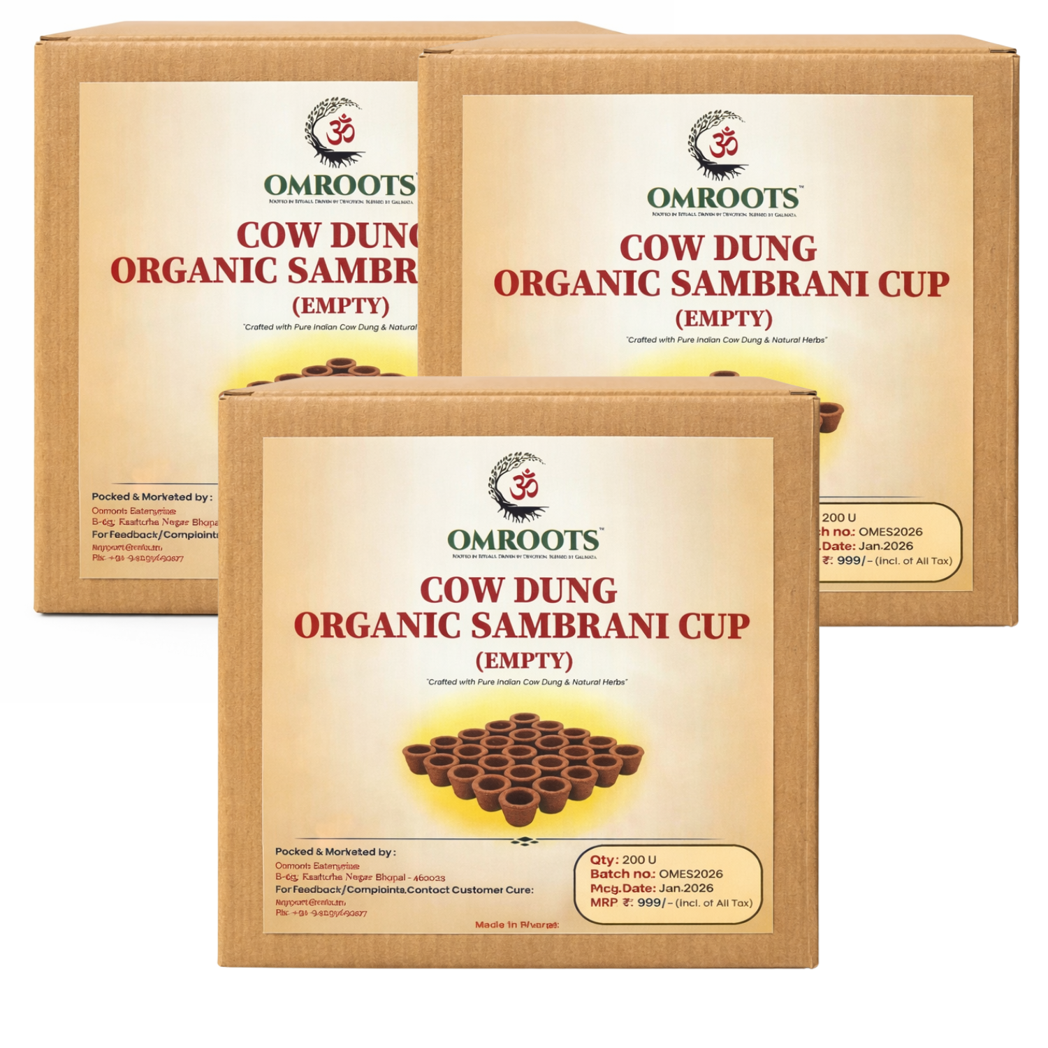 Organic Cow Dung Sambrani Cups (Empty) | Natural Dhoop Cups for Puja
