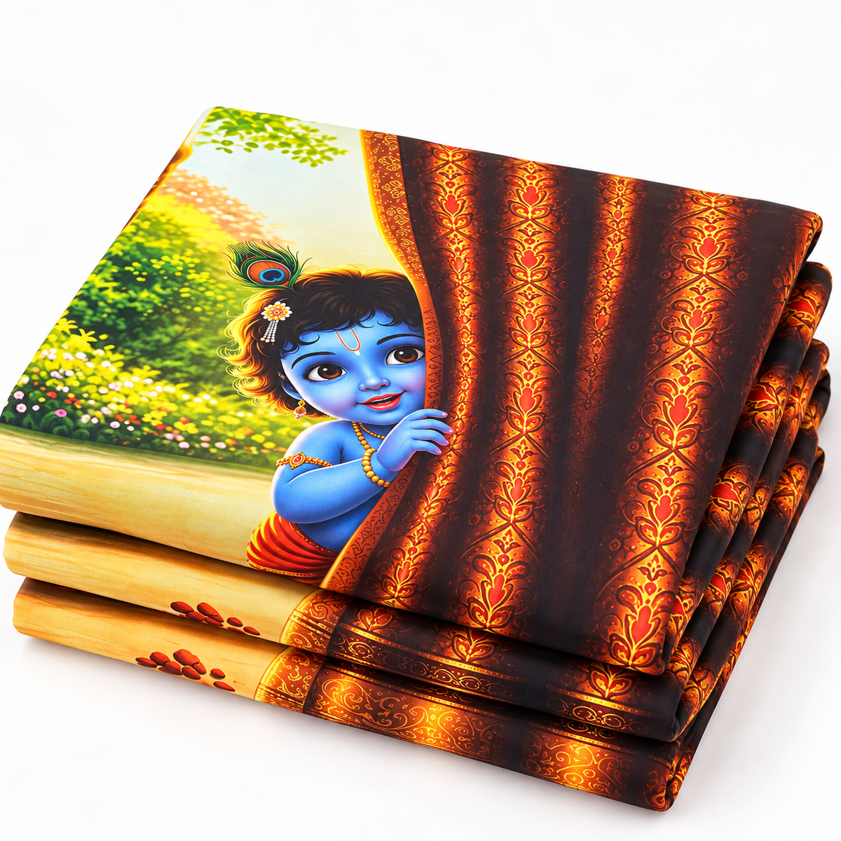 Baby Krishna Curtain for Living Room & Bedroom | Digital Printed Sarina Fabric Curtain | 7 Ft x 5 Ft