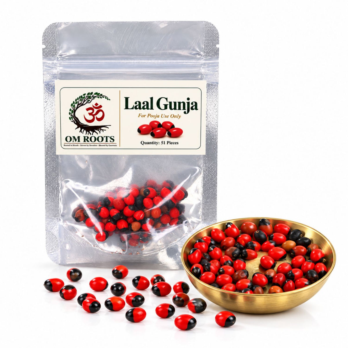 Omroots Laal Gunja Seeds For Pooja, Red Gunja 51 Pieces