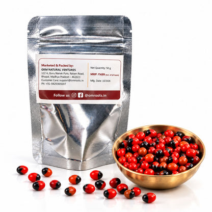 Omroots Laal Gunja Seeds For Pooja, Red Gunja 51 Pieces