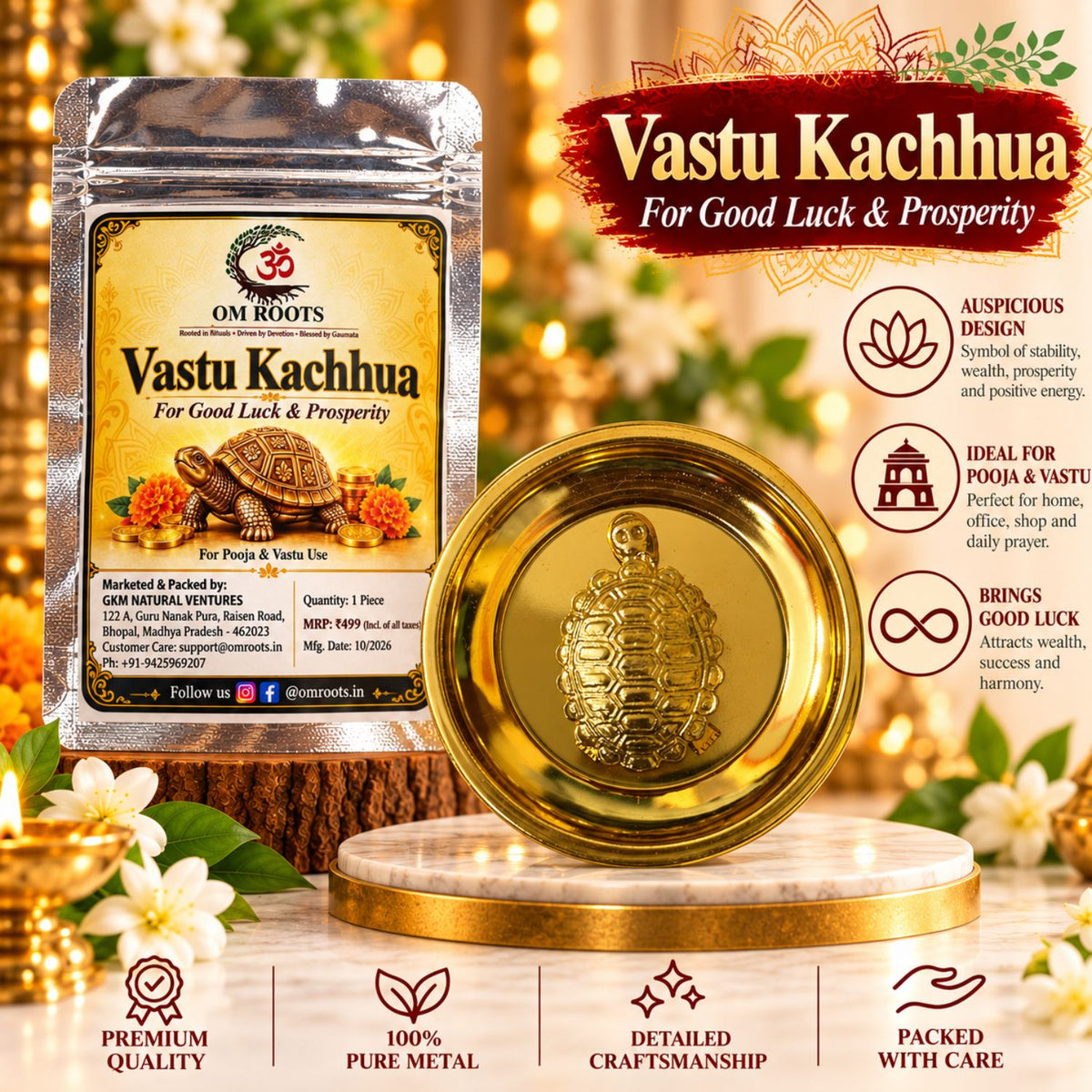 Omroots Vastu Kachhua For Pooja